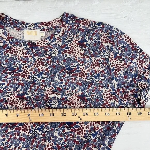 Nation LTD Martine Knit Midi Dress Size Small Floral Print Tiered Smocked Waist - Picture 12 of 16